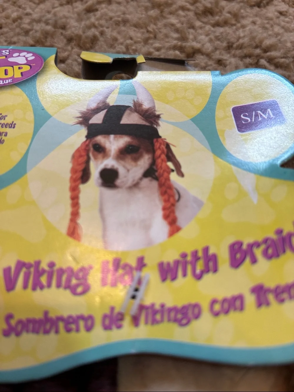 The Pet Shop Viking Hat with Braids - Brown, Tan, Red. Size S/M